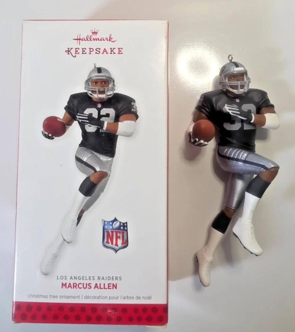 Hallmark 2013 Marcus Allen Los Angeles Raiders Keepsake Ornament NFL Football